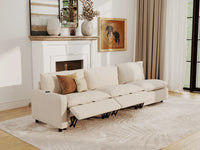 Modular Cero Reclining Sectionals | 3-Piece Beige Linen Small Space Couch Sectionals 3-Seater