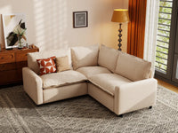 Modular Cero Modular Sectionals | 3-Piece Beige Linen Small Space V-Shaped Sectionals 3-Seater