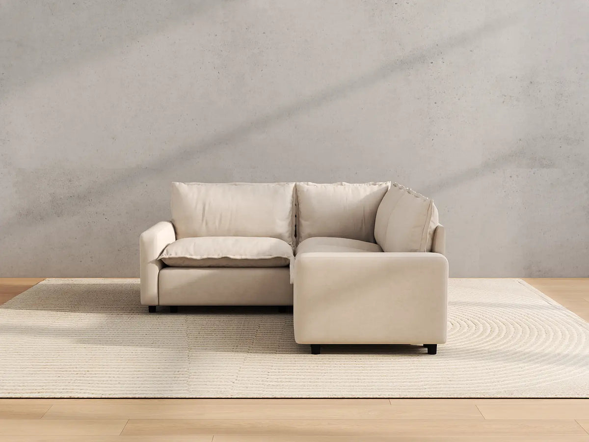 Modular Cero Modular Sectionals | 3-Piece Beige Linen Small Space V-Shaped Sectionals 3-Seater