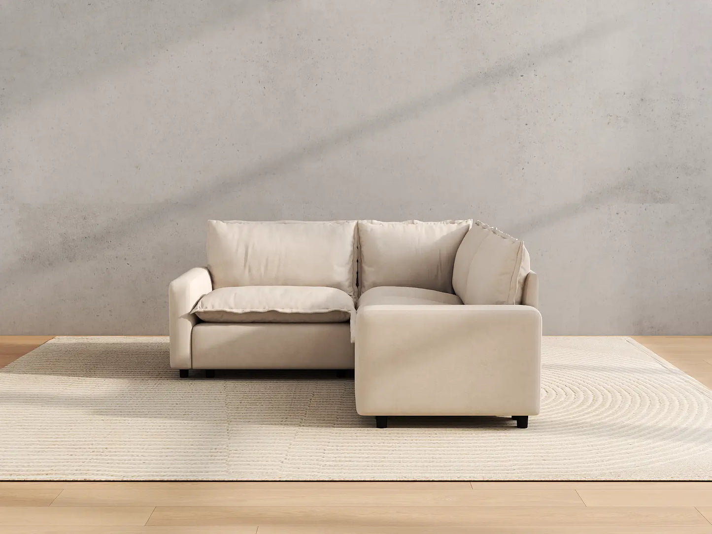 Modular Cero Modular Sectionals | 3-Piece Beige Linen Small Space V-Shaped Sectionals 3-Seater