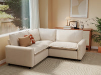 Modular Cero Modular Sectionals | 3-Piece Beige Linen Small Space V-Shaped Sectionals 3-Seater