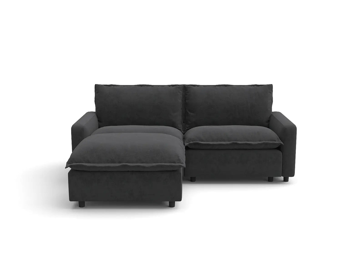 Modular Cero Modular Sectionals | 3-Piece Grey Linen Home Living Chaise Sectionals 2-Seater with 1-Ottoman