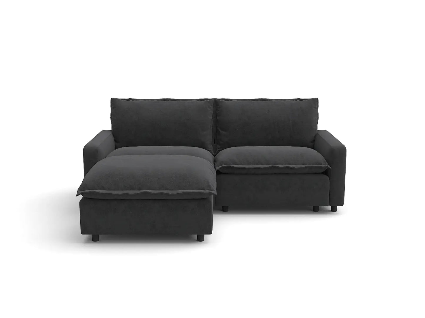 Modular Cero Modular Sectionals | 3-Piece Grey Linen Home Living Chaise Sectionals 2-Seater with 1-Ottoman