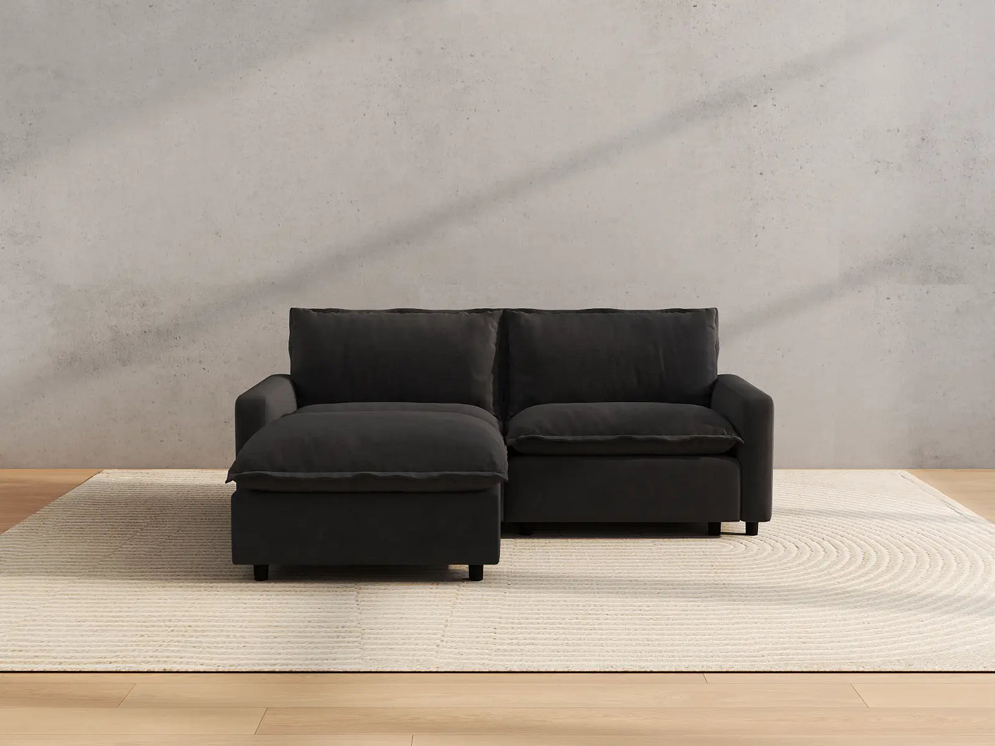 Modular Cero Modular Sectionals | 3-Piece Grey Linen Home Living Chaise Sectionals 2-Seater with 1-Ottoman