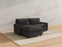 Modular Cero Modular Sectionals | 3-Piece Grey Linen Home Living Chaise Sectionals 2-Seater with 1-Ottoman