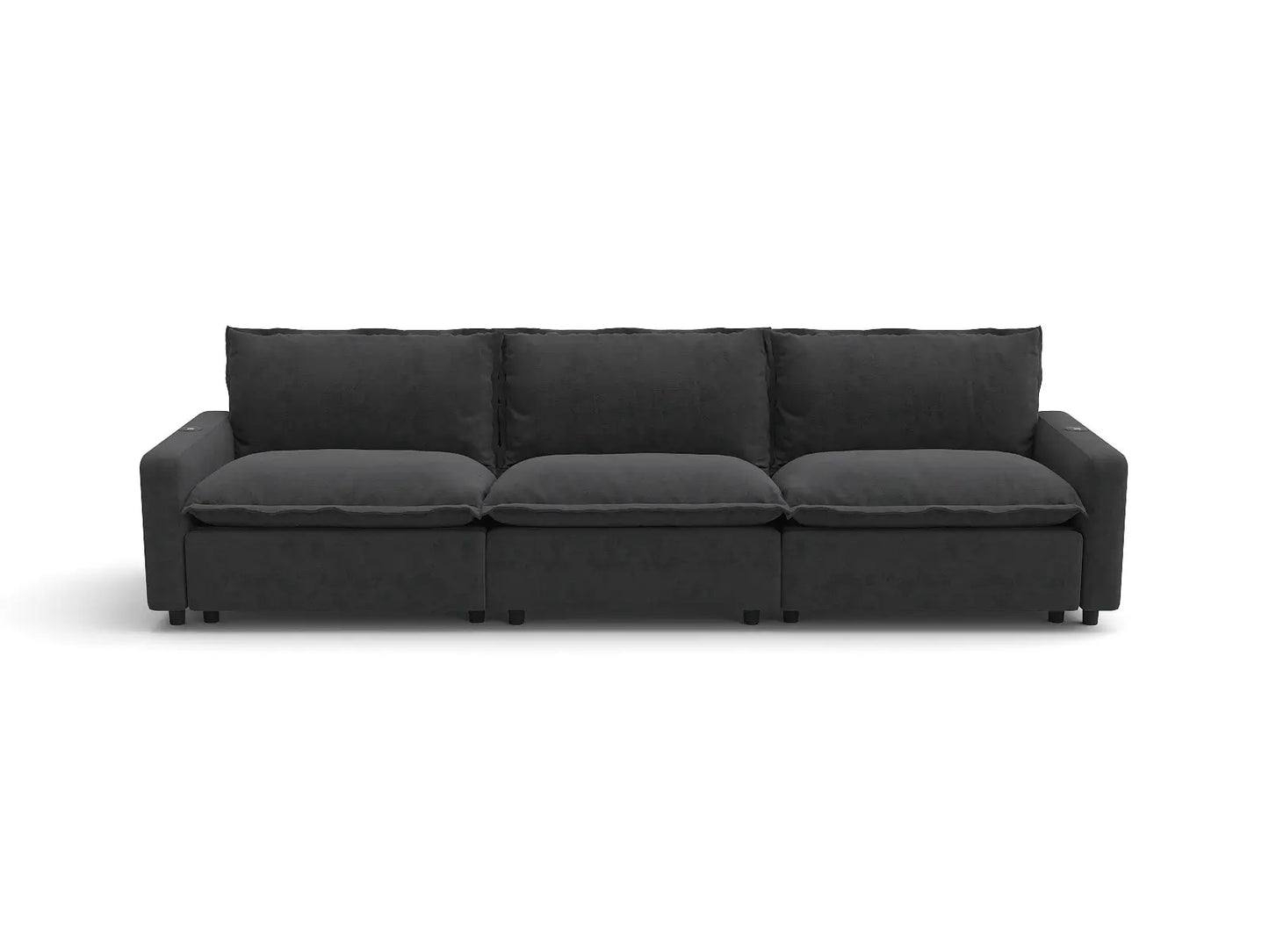Modular Cero Couch Recliner Sectional | 3-Piece Grey Linen Home Living Couch Sectionals 3-Seater
