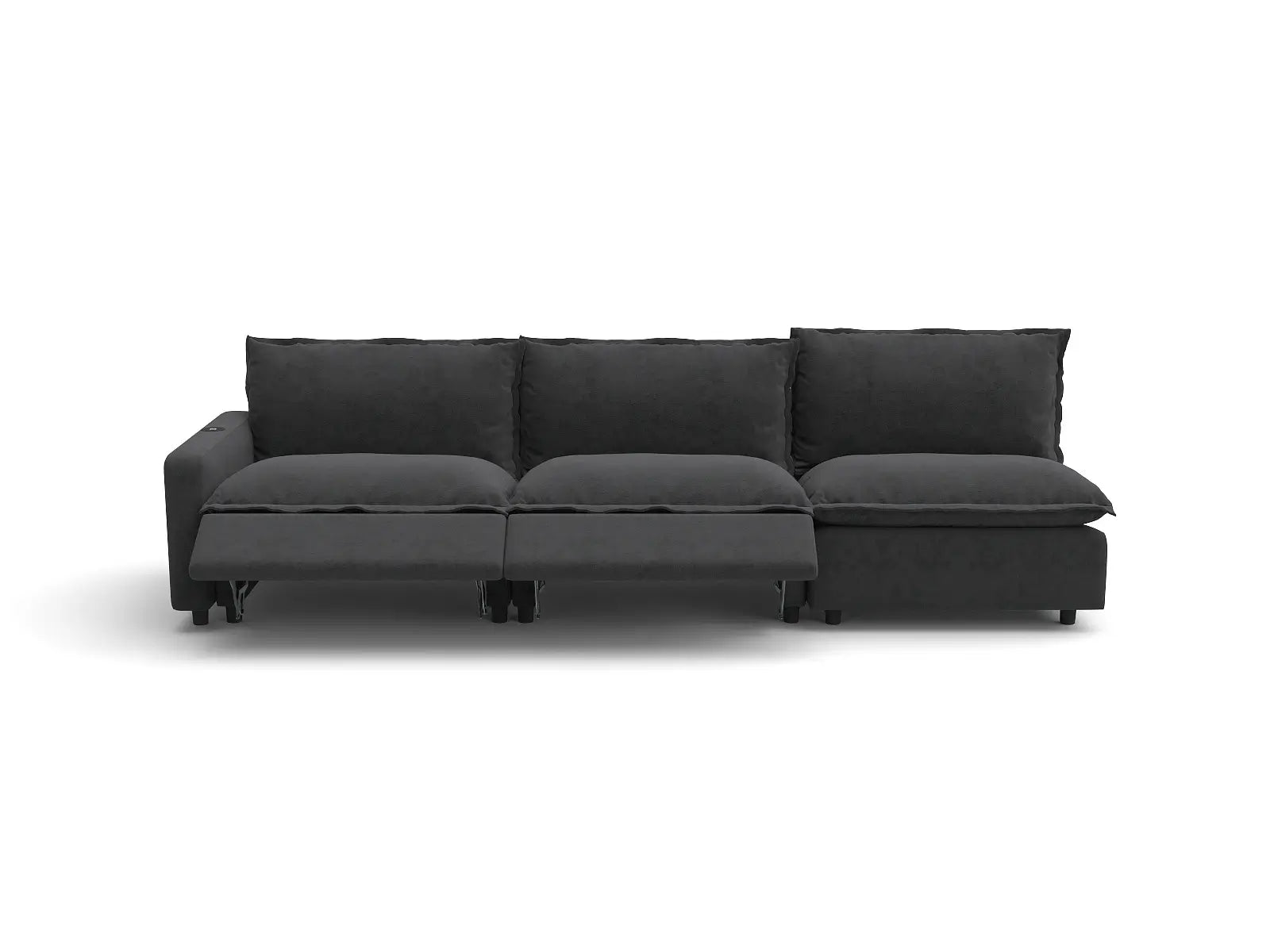 Modular Cero Power Reclining Sectional Couch | 3-Piece Grey Linen Home Living Couch Sectionals 3-Seater