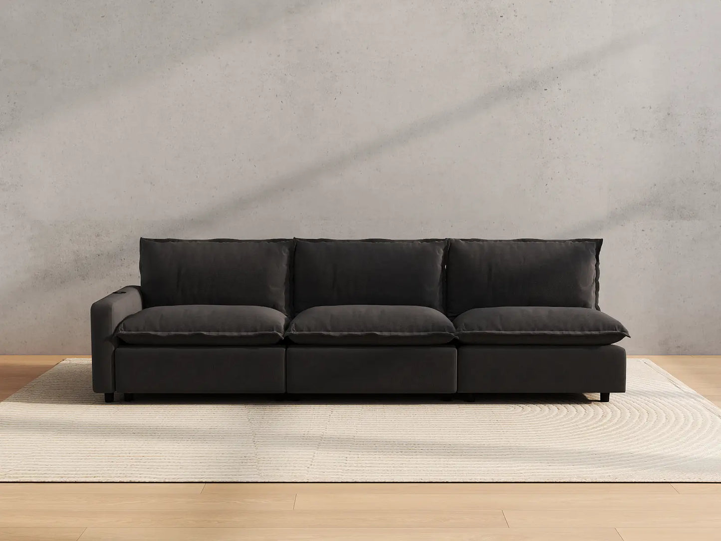 Modular Cero Power Reclining Sectional Couch | 3-Piece Grey Linen Home Living Couch Sectionals 3-Seater