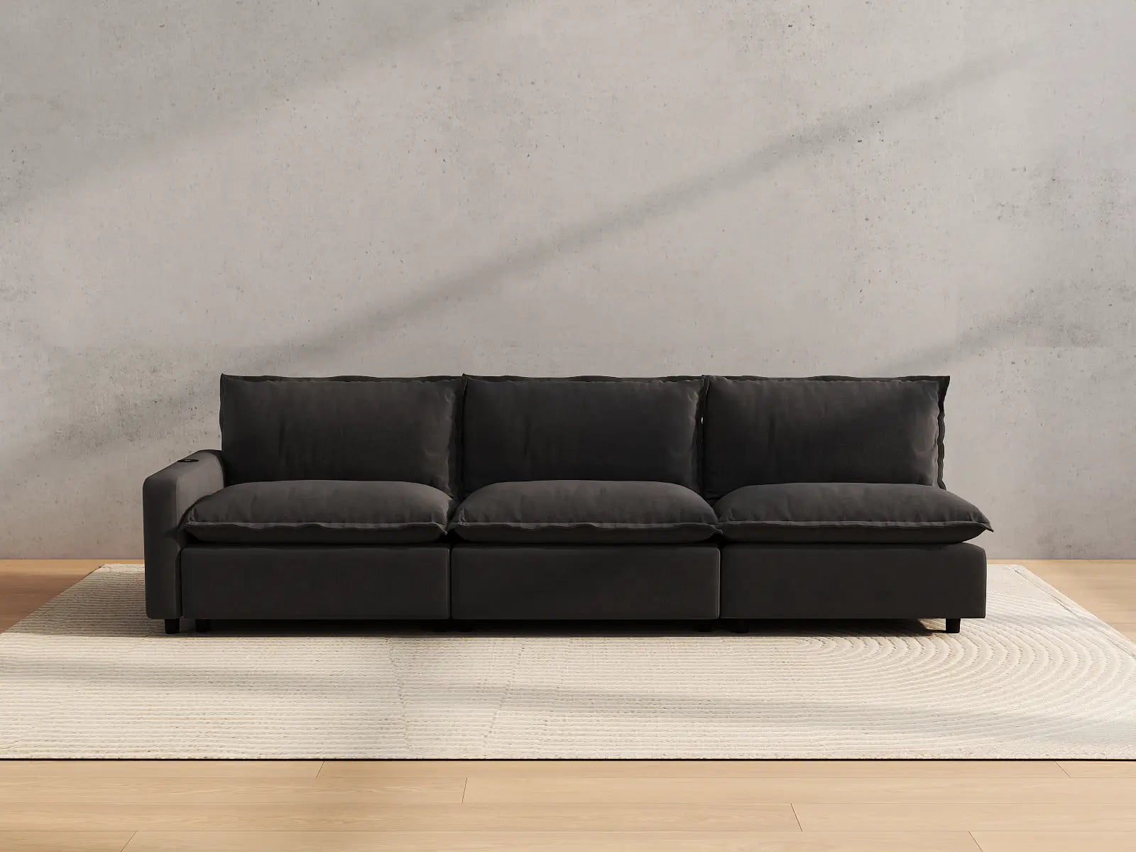 Modular Cero Power Reclining Sectional Couch | 3-Piece Grey Linen Home Living Couch Sectionals 3-Seater