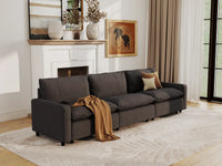 Modular Cero Cloud Modular Sectional | 3-Piece Grey Linen Home Living Couch Sectionals 3-Seater