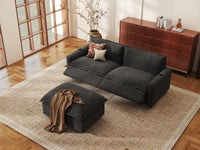 Modular Cero Reclining Sectionals | 3-Piece Grey Linen Small Space Chaise Sectionals 2-Seater with 1-Ottoman