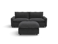 Modular Cero Reclining Sectionals | 3-Piece Grey Linen Small Space Chaise Sectionals 2-Seater with 1-Ottoman