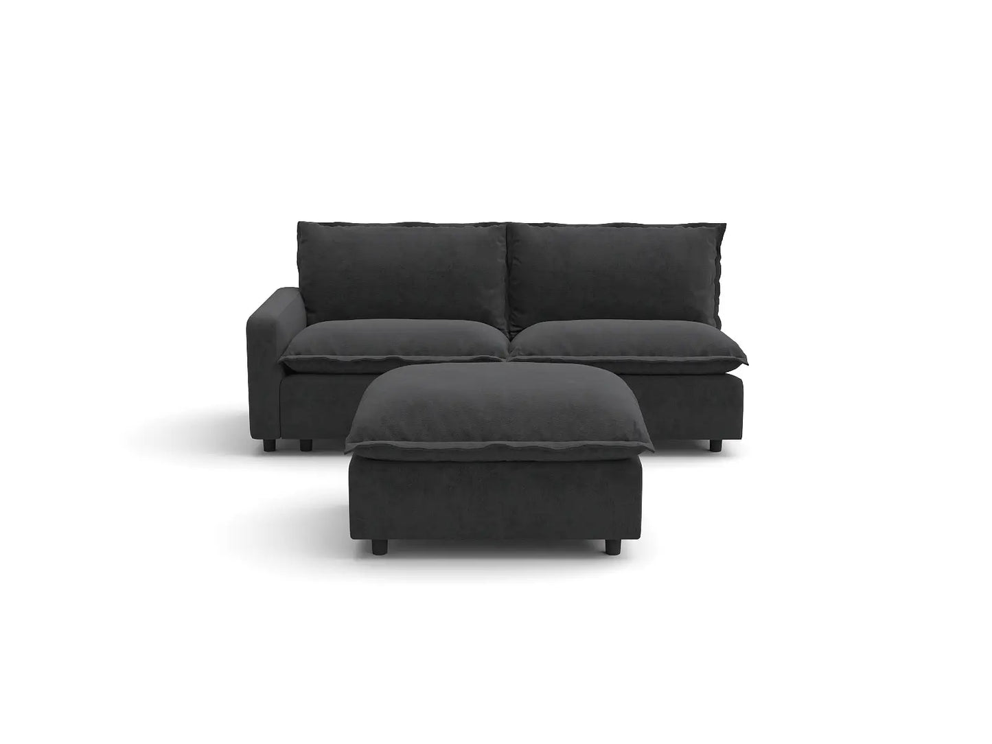 Modular Cero Modular Sectional with Ottoman | 3-Piece Grey Linen Small Space Chaise Sectionals 2-Seater with 1-Ottoman