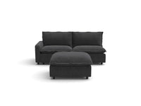 Modular Cero Modular Sectional with Ottoman | 3-Piece Grey Linen Small Space Chaise Sectionals 2-Seater with 1-Ottoman
