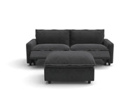 Modular Cero Reclining Sectionals | 3-Piece Grey Linen Small Space Chaise Sectionals 2-Seater with 1-Ottoman