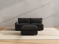 Modular Cero Modular Sectional with Ottoman | 3-Piece Grey Linen Small Space Chaise Sectionals 2-Seater with 1-Ottoman