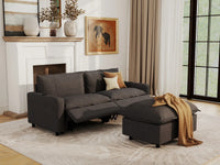 Modular Cero Reclining Sectionals | 3-Piece Grey Linen Small Space Chaise Sectionals 2-Seater with 1-Ottoman