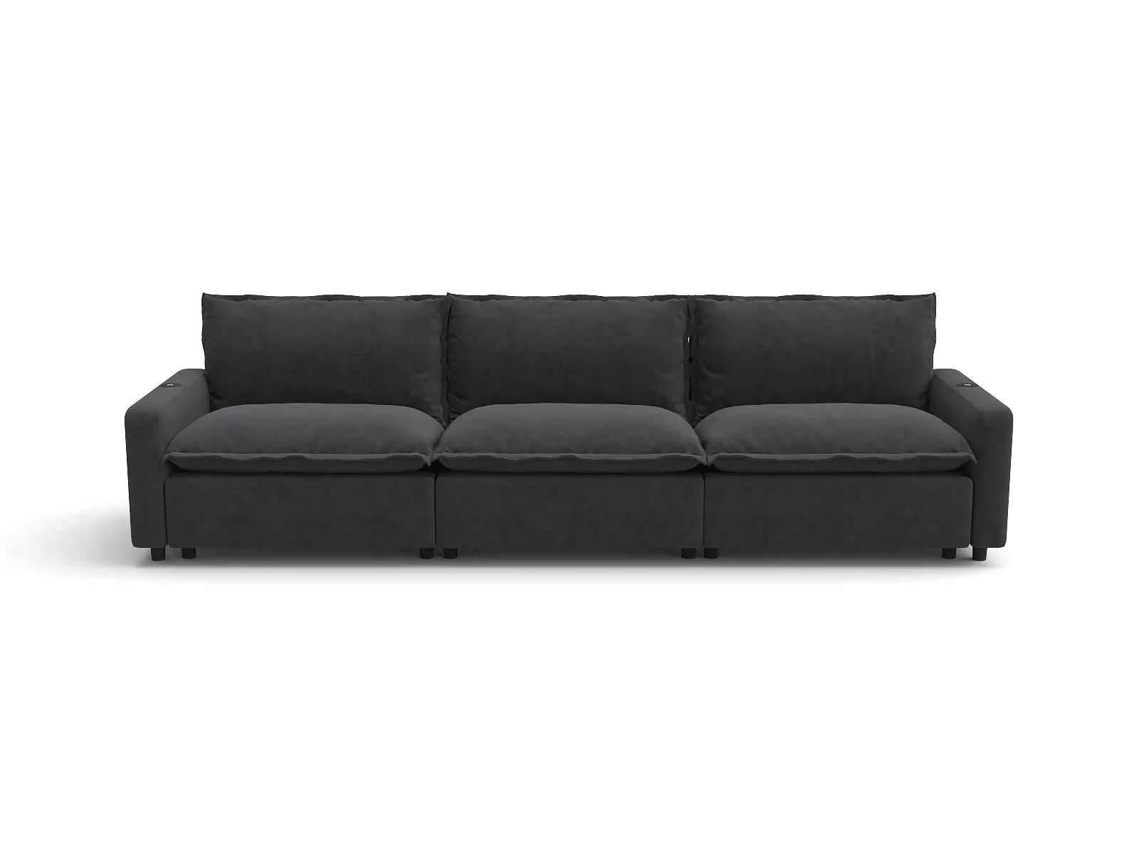 Modular Cero Sectional Reclining Couch | 3-Piece Grey Linen Small Space Couch Sectionals 3-Seater