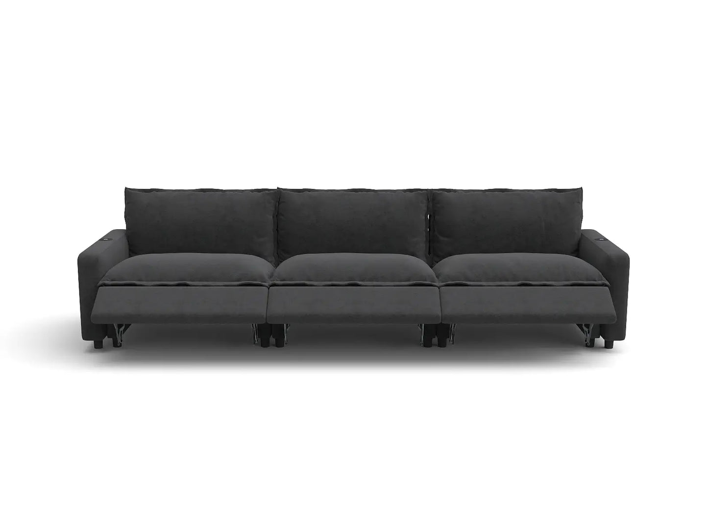 Modular Cero Sectional Reclining Couch | 3-Piece Grey Linen Small Space Couch Sectionals 3-Seater
