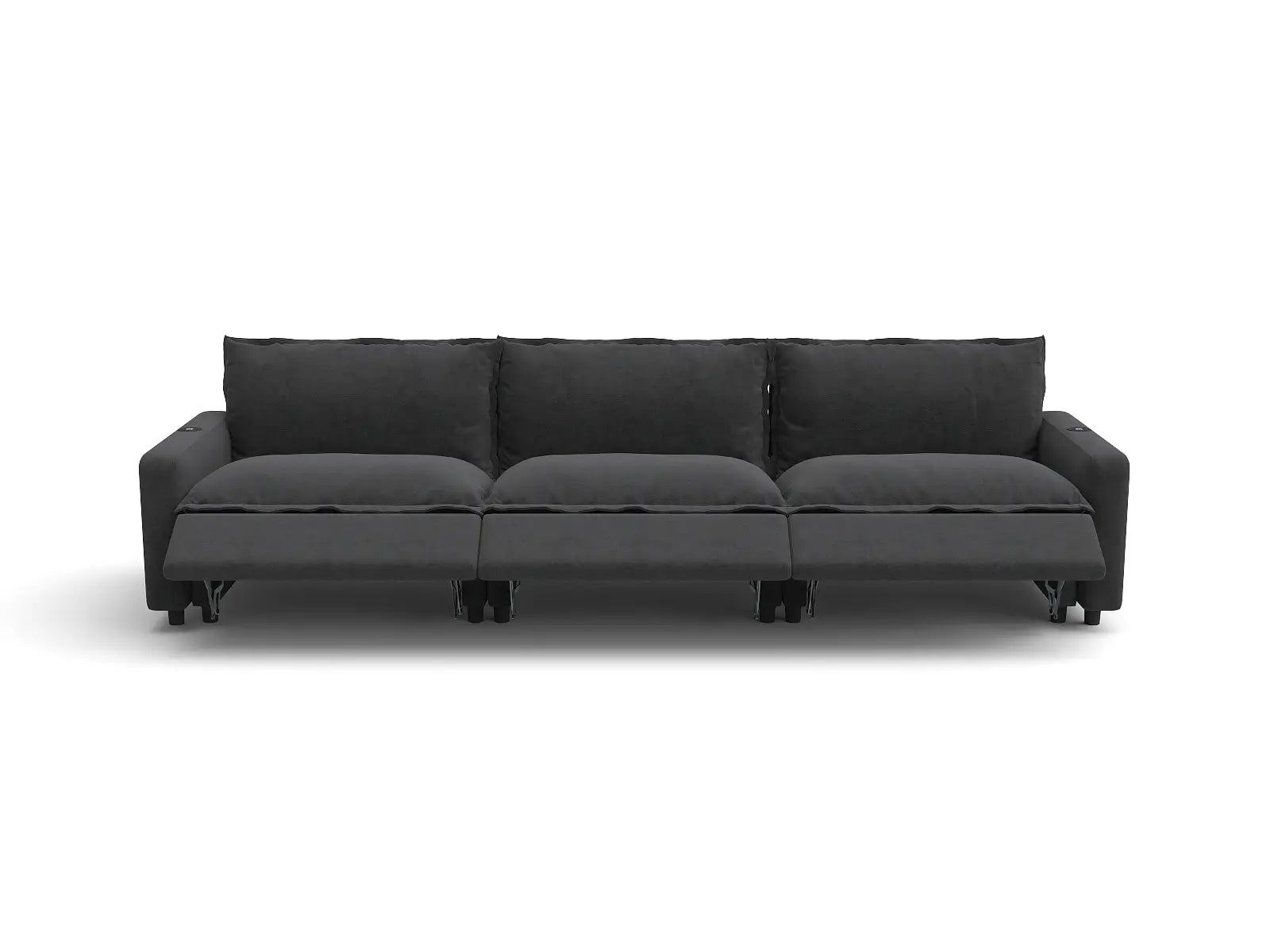 Modular Cero Sectional Reclining Couch | 3-Piece Grey Linen Small Space Couch Sectionals 3-Seater