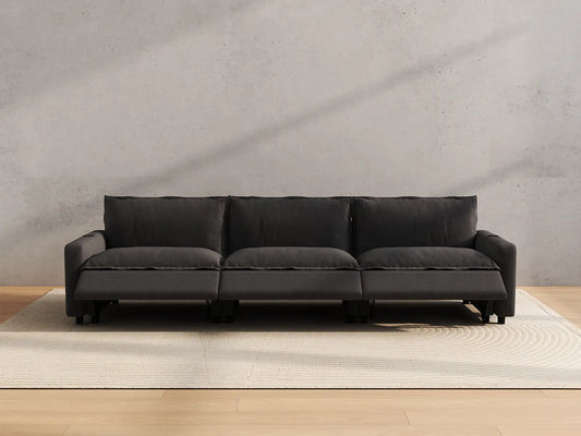 Modular Cero Reclining Sectionals | 3-Piece Grey Linen Small Space Couch Sectionals 3-Seater