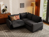 Modular Cero Reclining Sectionals | 3-Piece Grey Linen Small Space V-Shaped Sectionals 3-Seater