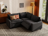 Modular Cero Reclining Sectionals | 3-Piece Grey Linen Small Space V-Shaped Sectionals 3-Seater