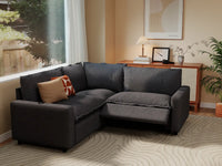 Modular Cero Reclining Sectionals | 3-Piece Grey Linen Small Space V-Shaped Sectionals 3-Seater