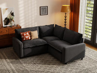 Modular Cero Modular Sectionals | 3-Piece Grey Linen Small Space V-Shaped Sectionals 3-Seater