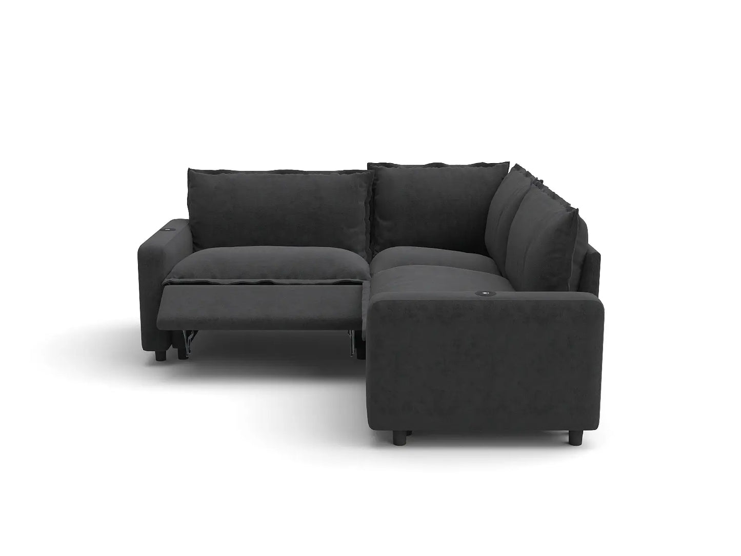 Modular Cero Reclining Sectionals | 3-Piece Grey Linen Small Space V-Shaped Sectionals 3-Seater