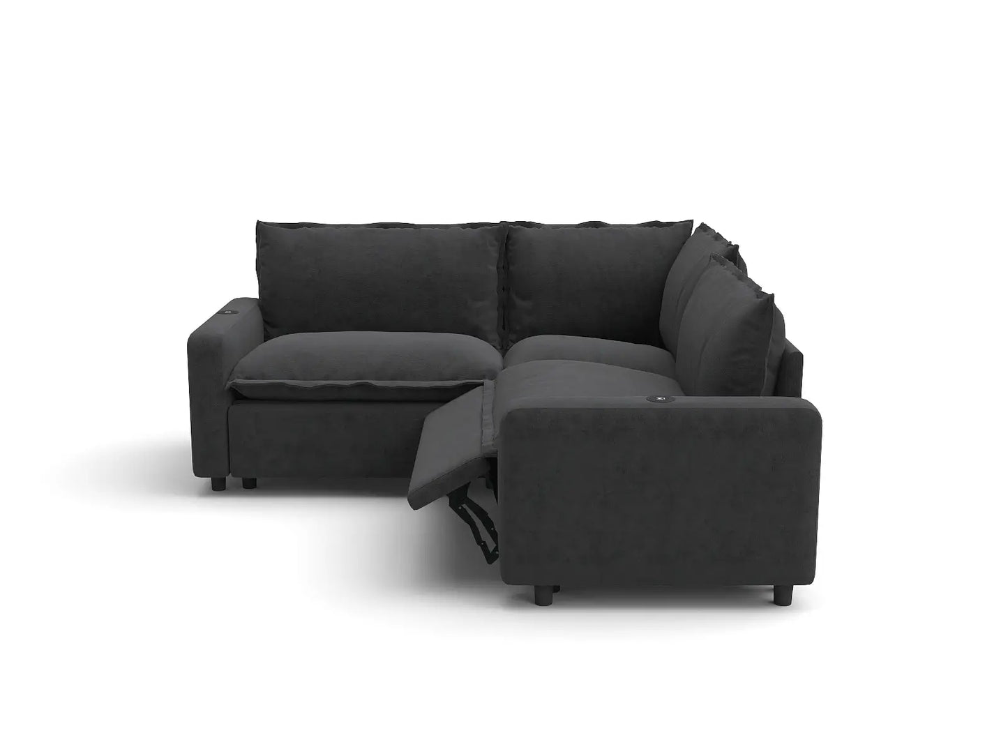 Modular Cero Reclining Sectionals | 3-Piece Grey Linen Small Space V-Shaped Sectionals 3-Seater