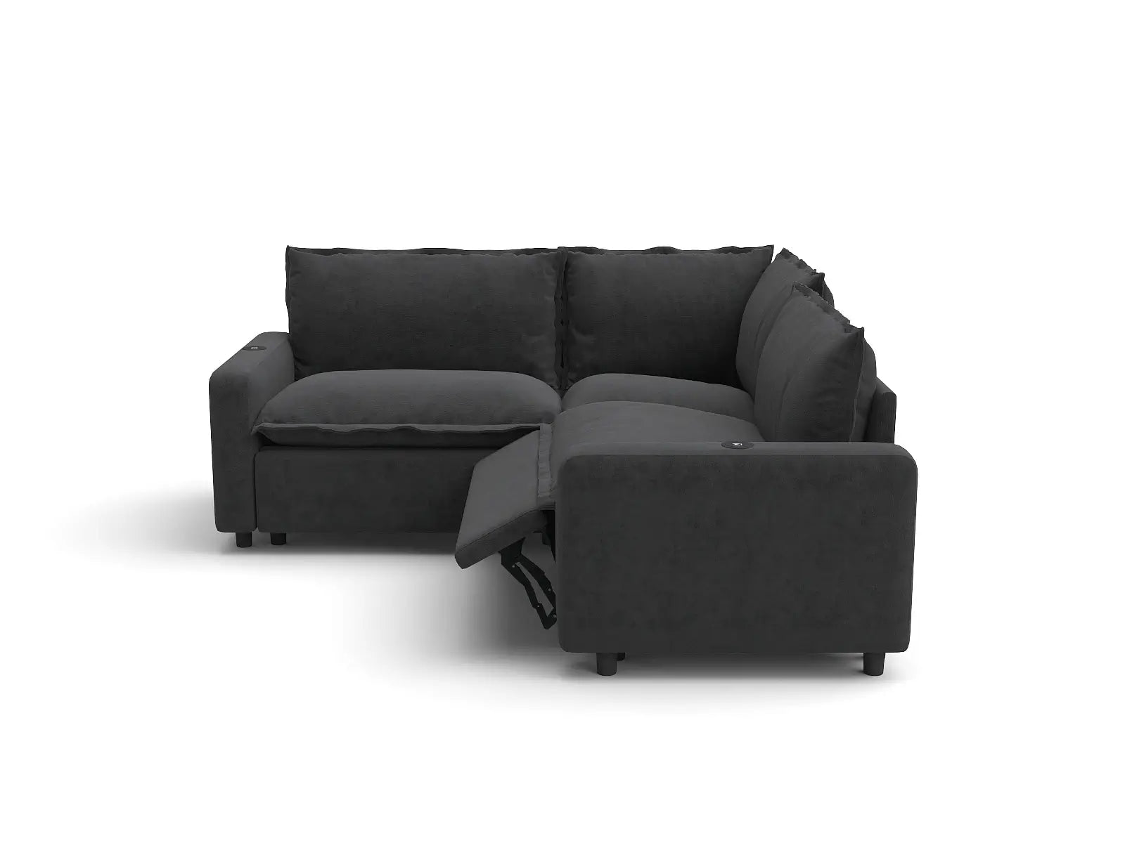 Modular Cero Reclining Sectionals | 3-Piece Grey Linen Small Space V-Shaped Sectionals 3-Seater