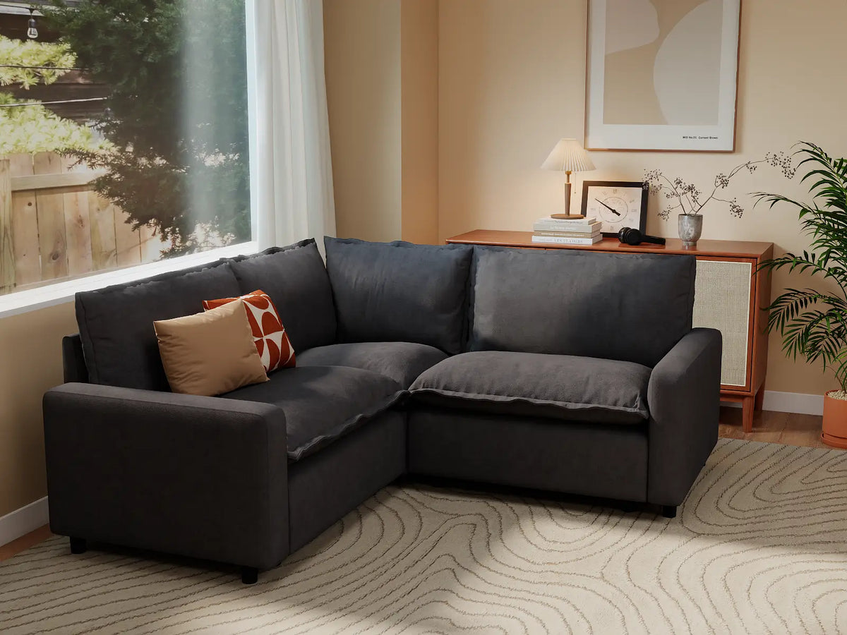Modular Cero Modular Sectionals | 3-Piece Grey Linen Small Space V-Shaped Sectionals 3-Seater