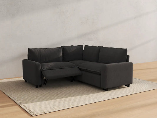 Modular Cero Reclining Sectionals | 3-Piece Grey Linen Small Space V-Shaped Sectionals 3-Seater