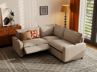 Modular Cero Reclining Sectionals | 3-Piece Khaki Linen Grand Estate V-Shaped Sectionals 3-Seater