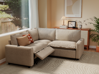 Modular Cero Reclining Sectionals | 3-Piece Khaki Linen Grand Estate V-Shaped Sectionals 3-Seater