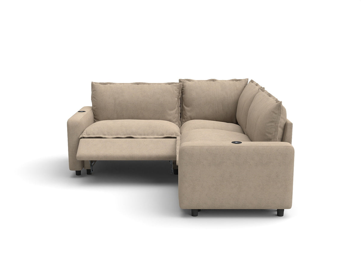 Modular Cero Reclining Sectionals | 3-Piece Khaki Linen Grand Estate V-Shaped Sectionals 3-Seater