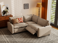 Modular Cero Reclining Sectionals | 3-Piece Khaki Linen Grand Estate V-Shaped Sectionals 3-Seater