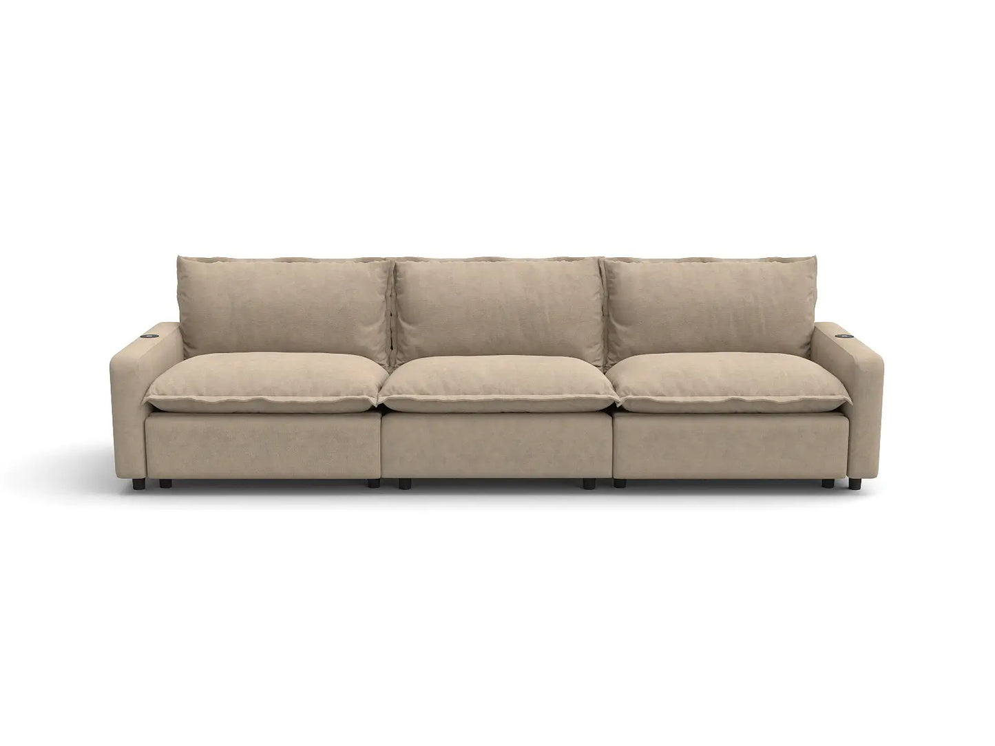 Modular Cero Sectional Recliner Couch | 3-Piece Khaki Linen Home Living Couch Sectionals 3-Seater