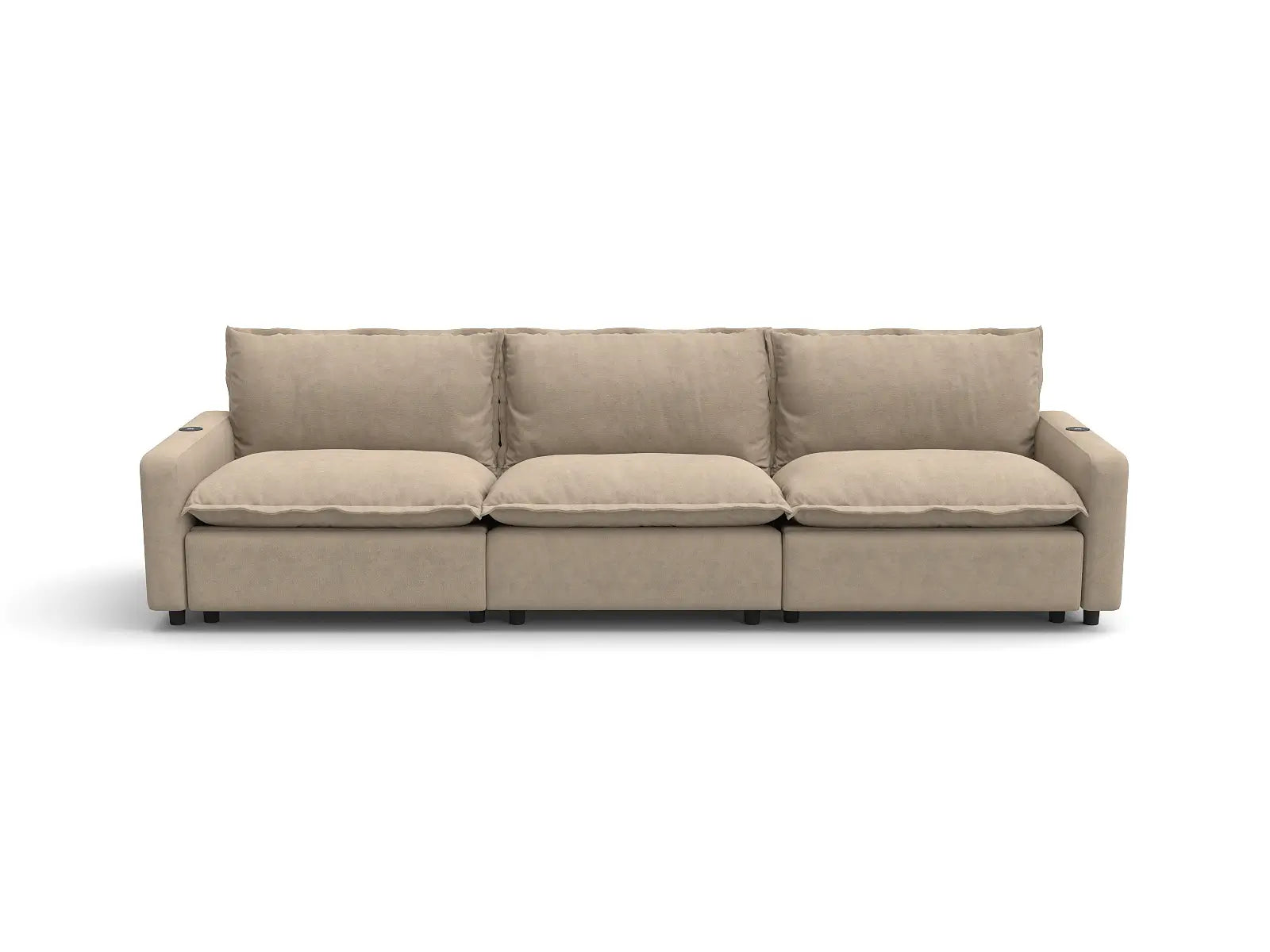 Modular Cero Sectional Recliner Couch | 3-Piece Khaki Linen Home Living Couch Sectionals 3-Seater