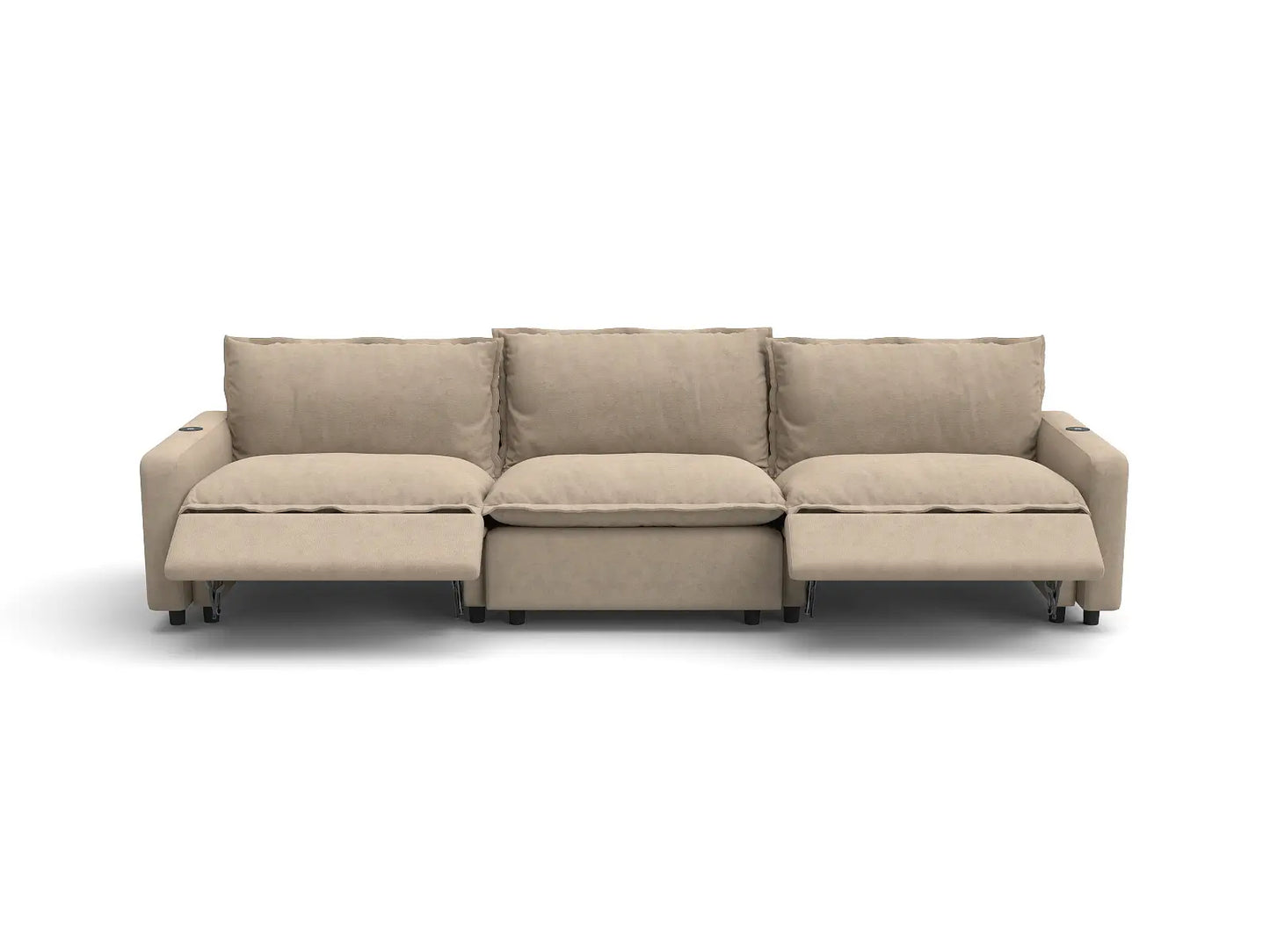 Modular Cero Sectional Recliner Couch | 3-Piece Khaki Linen Home Living Couch Sectionals 3-Seater