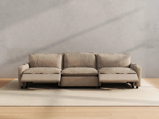 Modular Cero Reclining Sectionals | 3-Piece Khaki Linen Home Living Couch Sectionals 3-Seater