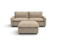 Modular Cero Reclining Sectionals | 3-Piece Khaki Linen Small Space Chaise Sectionals 2-Seater with 1-Ottoman