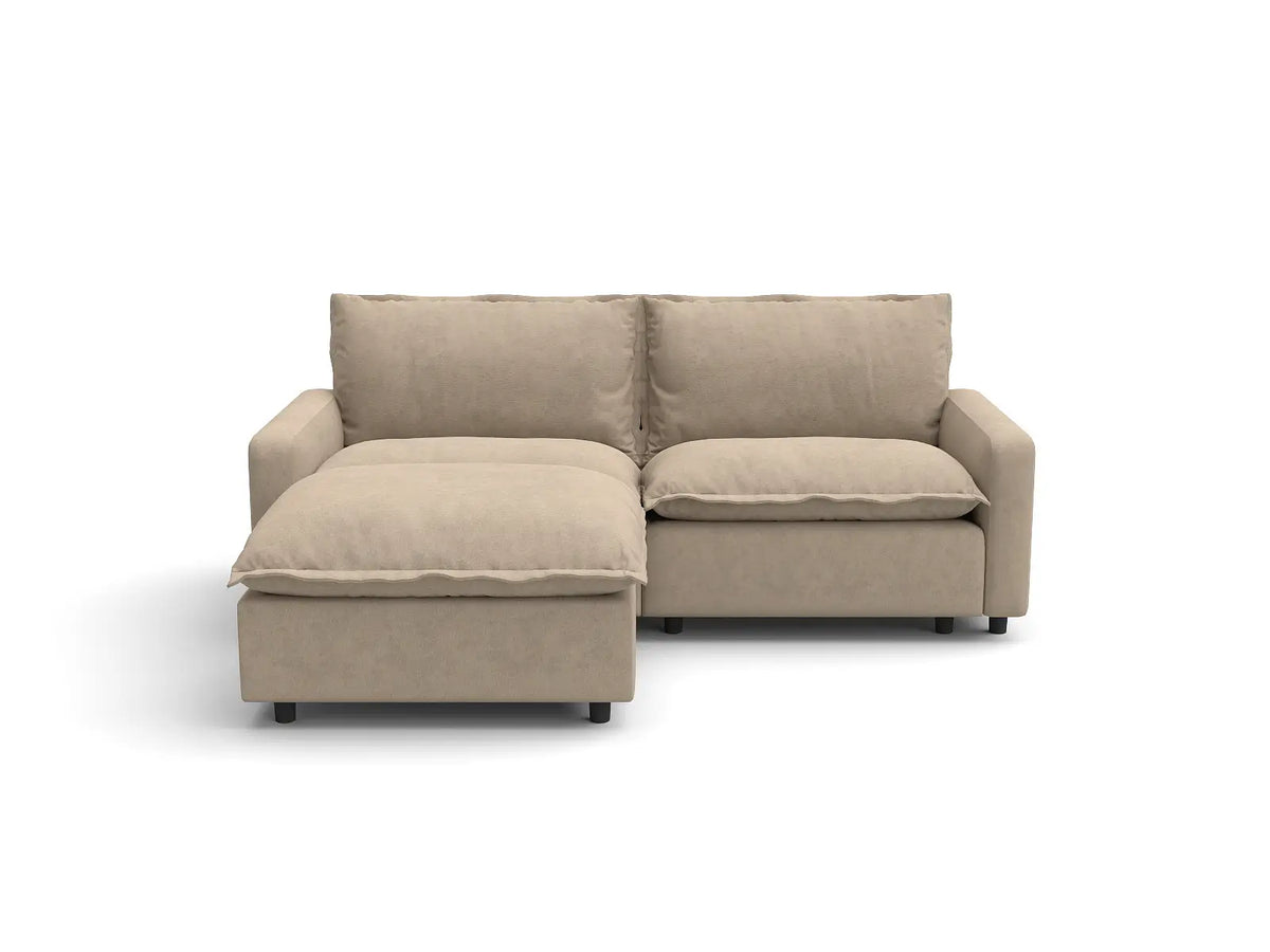 Modular Cero Modular Sectionals | 3-Piece Khaki Linen Small Space Chaise Sectionals 2-Seater with 1-Ottoman