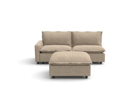 Modular Cero Modular Sectional for Small Space | 3-Piece Khaki Linen Small Space Chaise Sectionals 2-Seater with 1-Ottoman