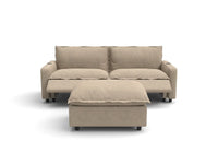 Modular Cero Reclining Sectionals | 3-Piece Khaki Linen Small Space Chaise Sectionals 2-Seater with 1-Ottoman