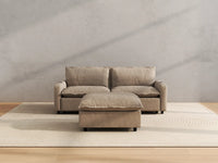 Modular Cero Reclining Sectionals | 3-Piece Khaki Linen Small Space Chaise Sectionals 2-Seater with 1-Ottoman