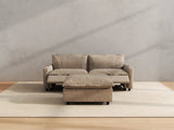 Modular Cero Small Sectional with Chaise and Recliner | 3-Piece Khaki Linen Small Space Chaise Sectionals 2-Seater with 1-Ottoman