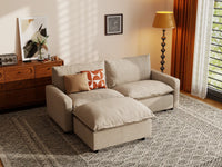 Modular Cero Modular Sectionals | 3-Piece Khaki Linen Small Space Chaise Sectionals 2-Seater with 1-Ottoman