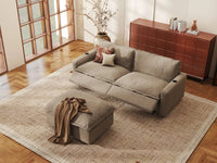 Modular Cero Reclining Sectionals | 3-Piece Khaki Linen Small Space Chaise Sectionals 2-Seater with 1-Ottoman